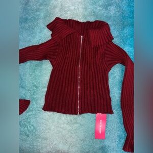 Zip up collard sweater shirt